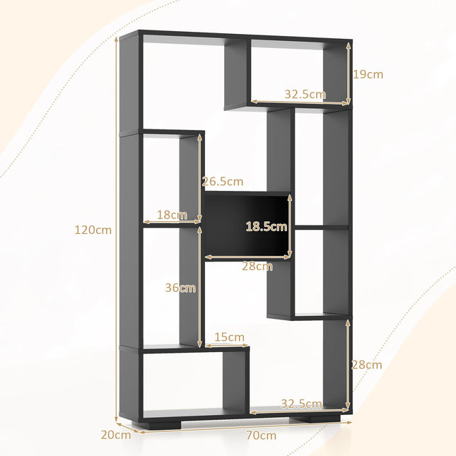 Modern Bookshelf with Open Shelves & Anti-Tip, Black