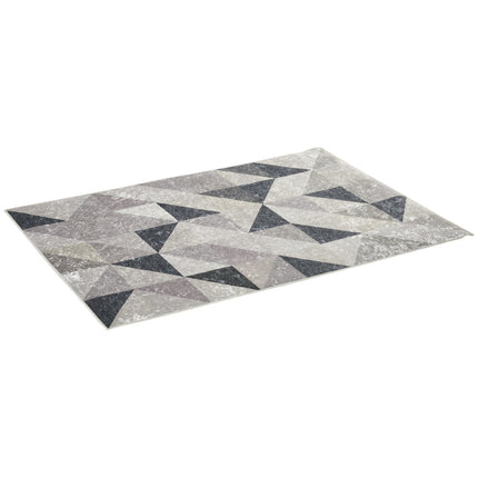 Modern Geometric Rug, 170x120 cm, Grey/Black/White