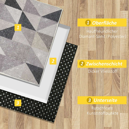 Modern Geometric Rug, 170x120 cm, Grey/Black/White