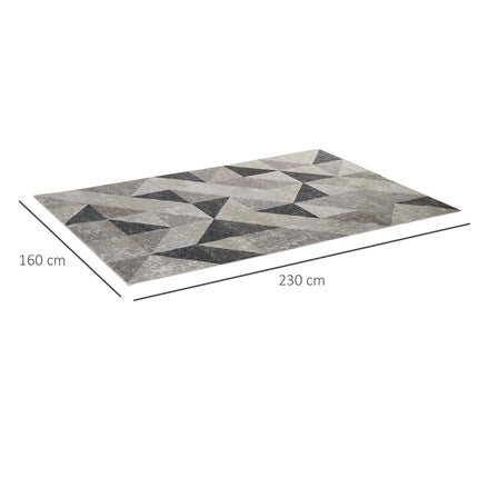 Geometric modern rug 230x160 cm for living room, grey/black/white