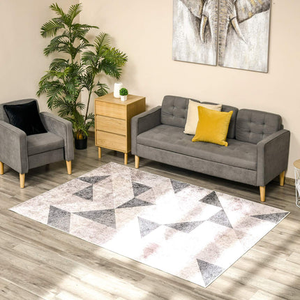 Geometric modern rug 230x160 cm for living room, grey/black/white