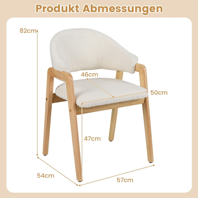 Moderne eetkamerstoelen set van 2, gewatteerde zitting, wit