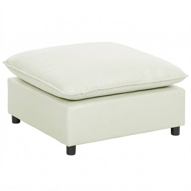 Moderne stoffen poef met kunststof poten, 75 cm, crèmewit
