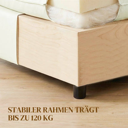 Modern Fabric Ottoman with Plastic Legs, 75 cm, Cream White