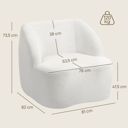 Modern Fleece Armchair – Cozy Cream White for Home