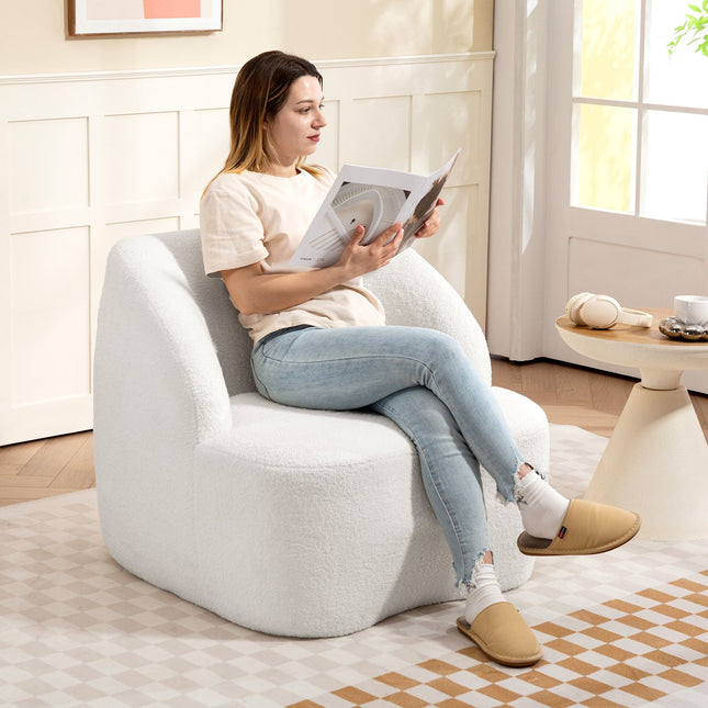 Moderne Fleece Fauteuil - Gezellig Crèmewit voor Thuis
