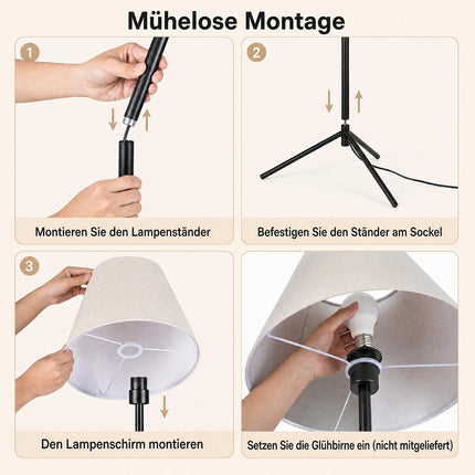 Modern Floor Lamp with Fabric Shade & Tripod Base