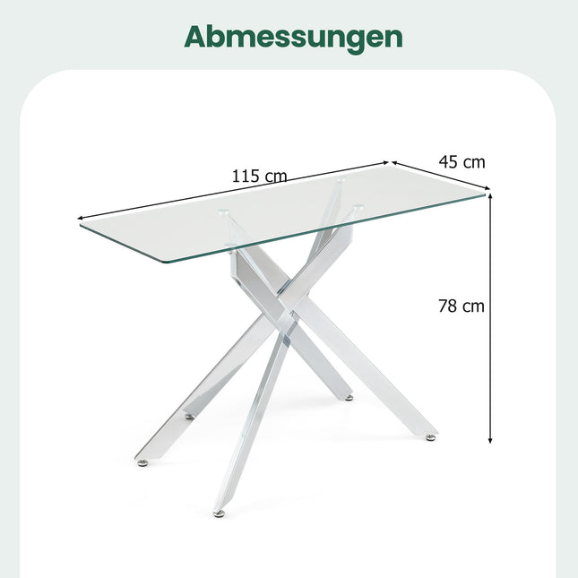 Modern Glass Console Table – Tempered Glass & Metal