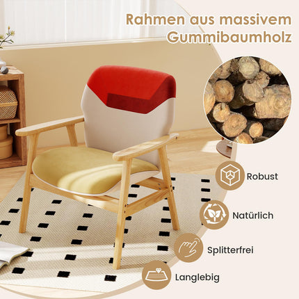 Modern Lounge Chair with Rubberwood Frame and Cushion
