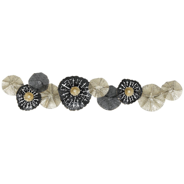 Modern Metal Wall Art – Black & Gold, 134 x 7 x 29 cm