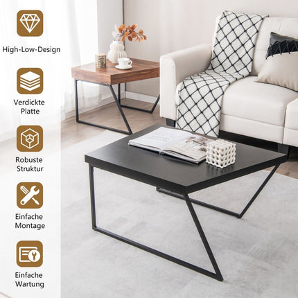 Modern Nesting Coffee Table Set, Black & Brown, 120x60x46 cm