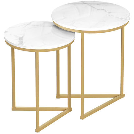 Modern Nesting Coffee Table Set with Gold Steel Legs