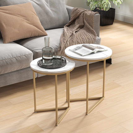 Modern Nesting Coffee Table Set with Gold Steel Legs