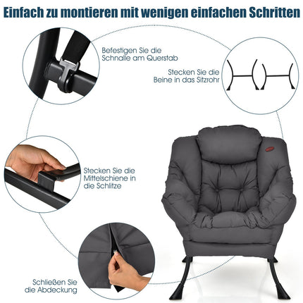 Modern Recliner Chair with Armrests & Side Pocket, Gray