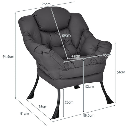 Modern Recliner Chair with Armrests & Side Pocket, Gray