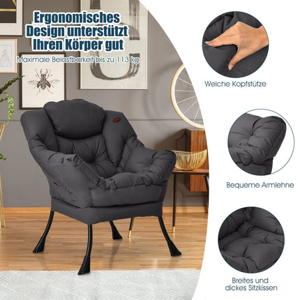 Modern Recliner Chair with Armrests & Side Pocket, Gray