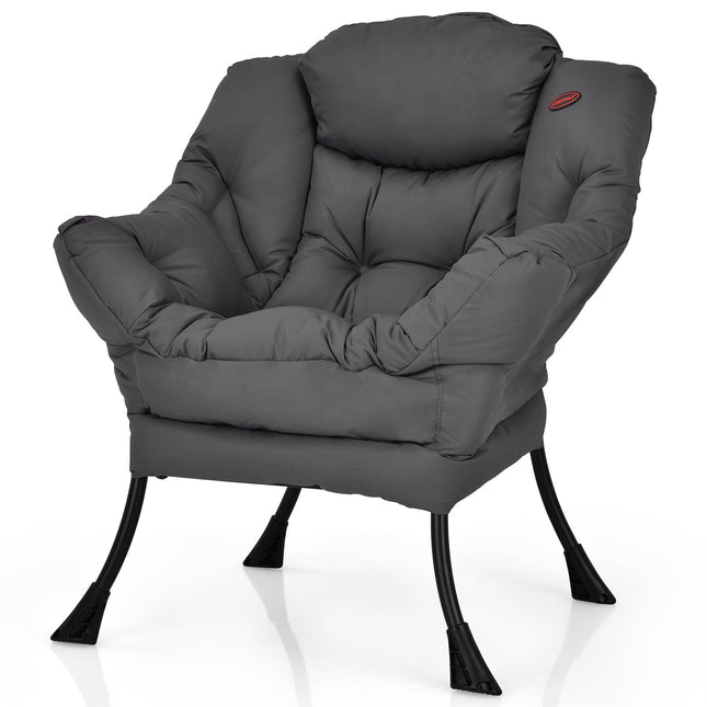 Moderne relaxfauteuil met armleuningen en zijvak, grijs