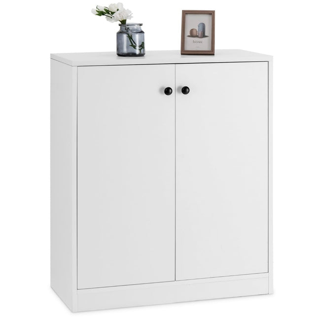 Modern White Sideboard – 2 Doors, 3 Shelves, Storage Cabinet