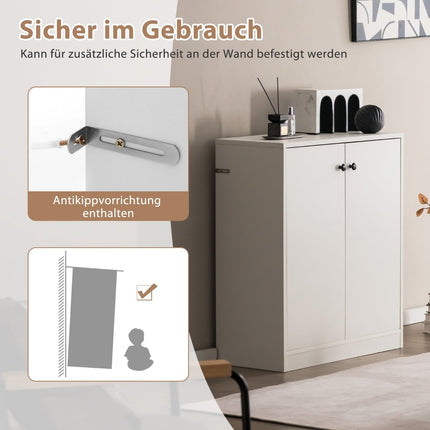 Modern White Sideboard – 2 Doors, 3 Shelves, Storage Cabinet