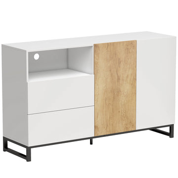 Modern White Sideboard with Soft-Close Doors, 140x40x85 cm