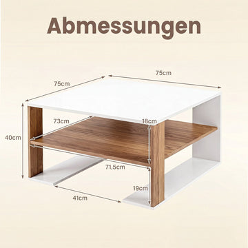 Modern White Square Coffee Table with Storage Shelf