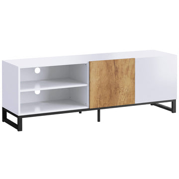 Modern White TV Stand for 55-Inch TVs, Adjustable Shelves