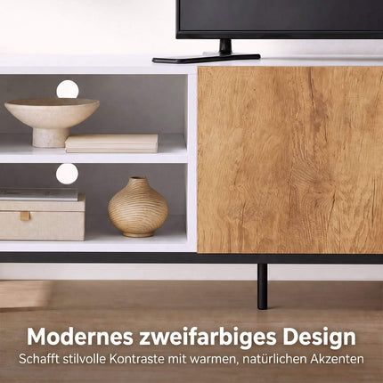 Modern White TV Stand for 55-Inch TVs, Adjustable Shelves