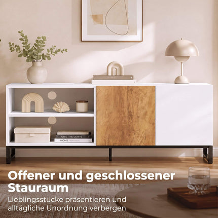 Modern White TV Stand for 55-Inch TVs, Adjustable Shelves