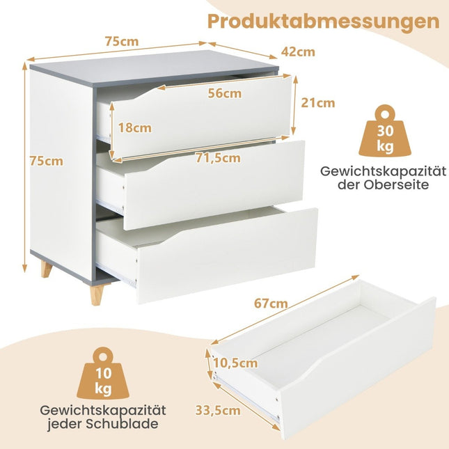 Modern chest of drawers with drawers, sideboard drawer cabinet for bedroom and wardrobe, white