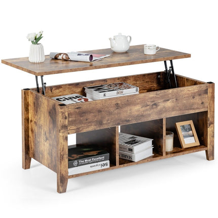 Modern multifunctional coffee table with folding top for living room brown