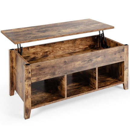 Modern multifunctional coffee table with folding top for living room brown