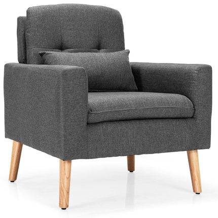 Modern relax chair with armrests & back cushions. Padded single sofa gray 73 x 77 x 85 cm