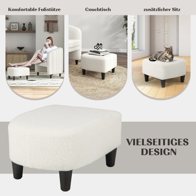Moderne ronde fauteuil met voetenbankje, gestoffeerde clubfauteuil met voetenbankje in beige