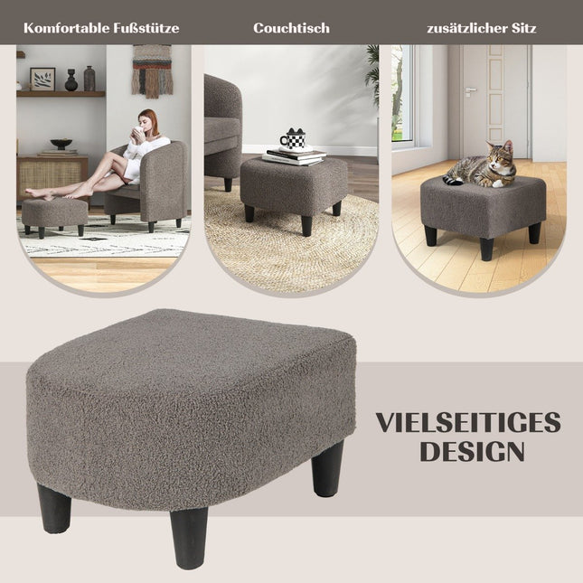 Moderne ronde fauteuil met voetenbankje gestoffeerde clubfauteuil met voetenbankje grijs