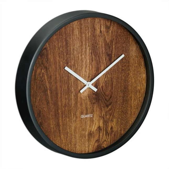 Modern wall clock in wooden look