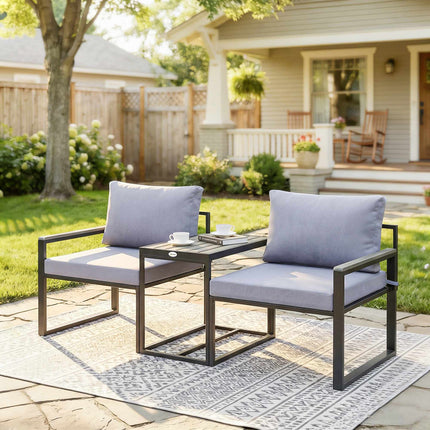 Modular Balcony Furniture Set with Cushions, 3-Piece