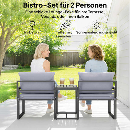 Modular Balcony Furniture Set with Cushions, 3-Piece