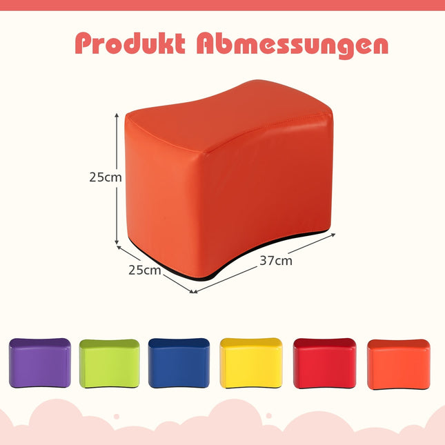 Modular Children's Stools, 6 Colorful Faux Leather Covers