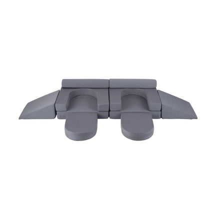 Modular Kids Play Couch, 10-Piece Foam Set, Grey