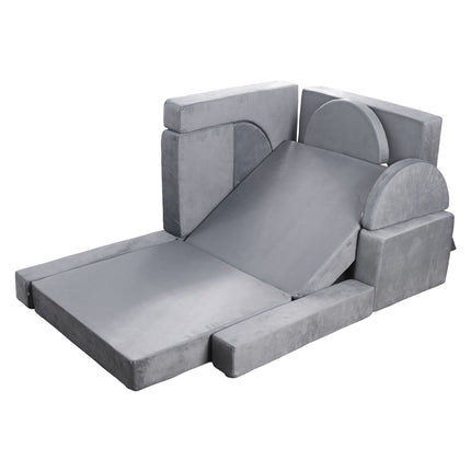 Modular Kids Play Couch, 14-Piece Convertible, Gray