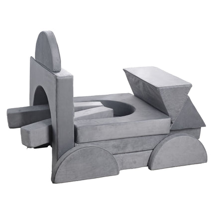 Modular Kids Play Couch, 14-Piece Convertible, Gray