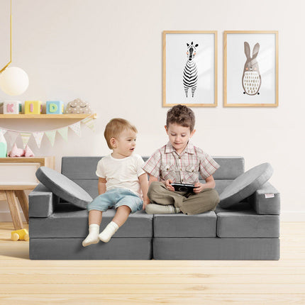 Modular Kids Play Couch, 15-Piece Foam Sofa Set