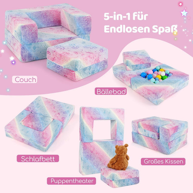 Modular Kids Sofa – Glow-in-the-Dark Play Couch, 71x53x34.5 cm