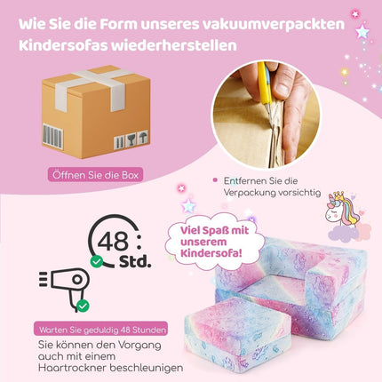 Modular Kids Sofa – Glow-in-the-Dark Play Couch, 71x53x34.5 cm