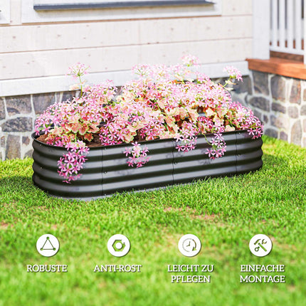 Modular Raised Garden Bed, Galvanized Steel, 150x62x30 cm