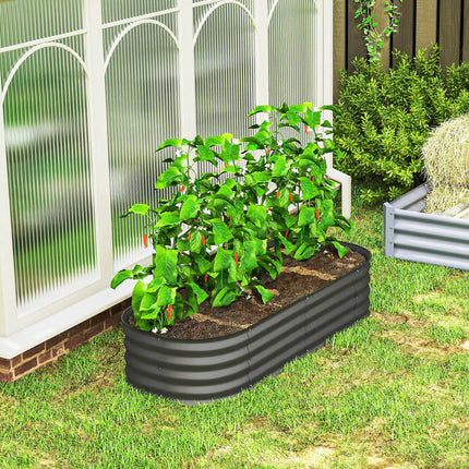Modular Raised Garden Bed, Galvanized Steel, 150x62x30 cm