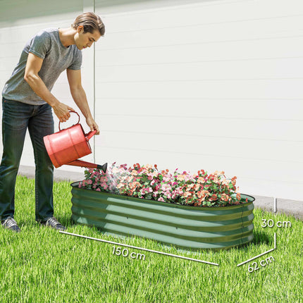 Modular Raised Garden Bed, Metal, Open Base, 150x62x30 cm