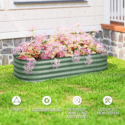 Modular Raised Garden Bed, Metal, Open Base, 150x62x30 cm