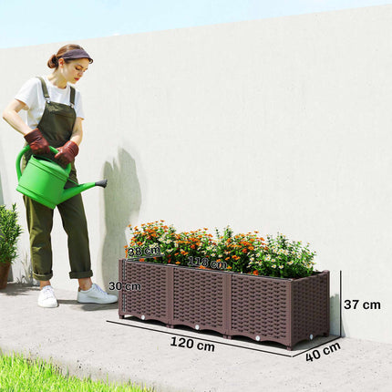 Modular Raised Garden Bed with Self-Watering System, 120x40x37cm