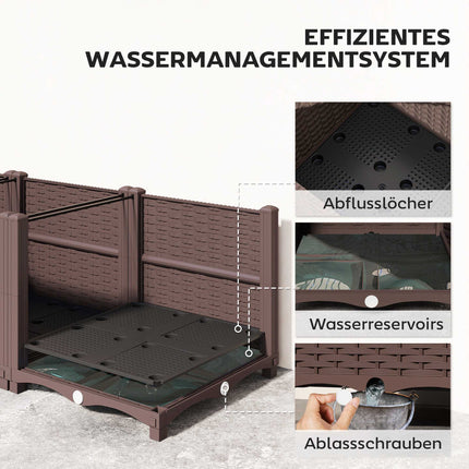 Modular Raised Garden Bed with Self-Watering System, 120x40x37cm